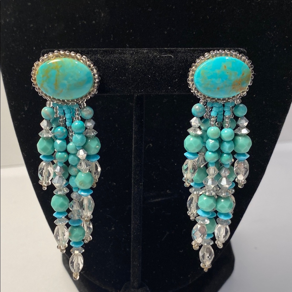 Vintage Earrings with turquoise and crystal